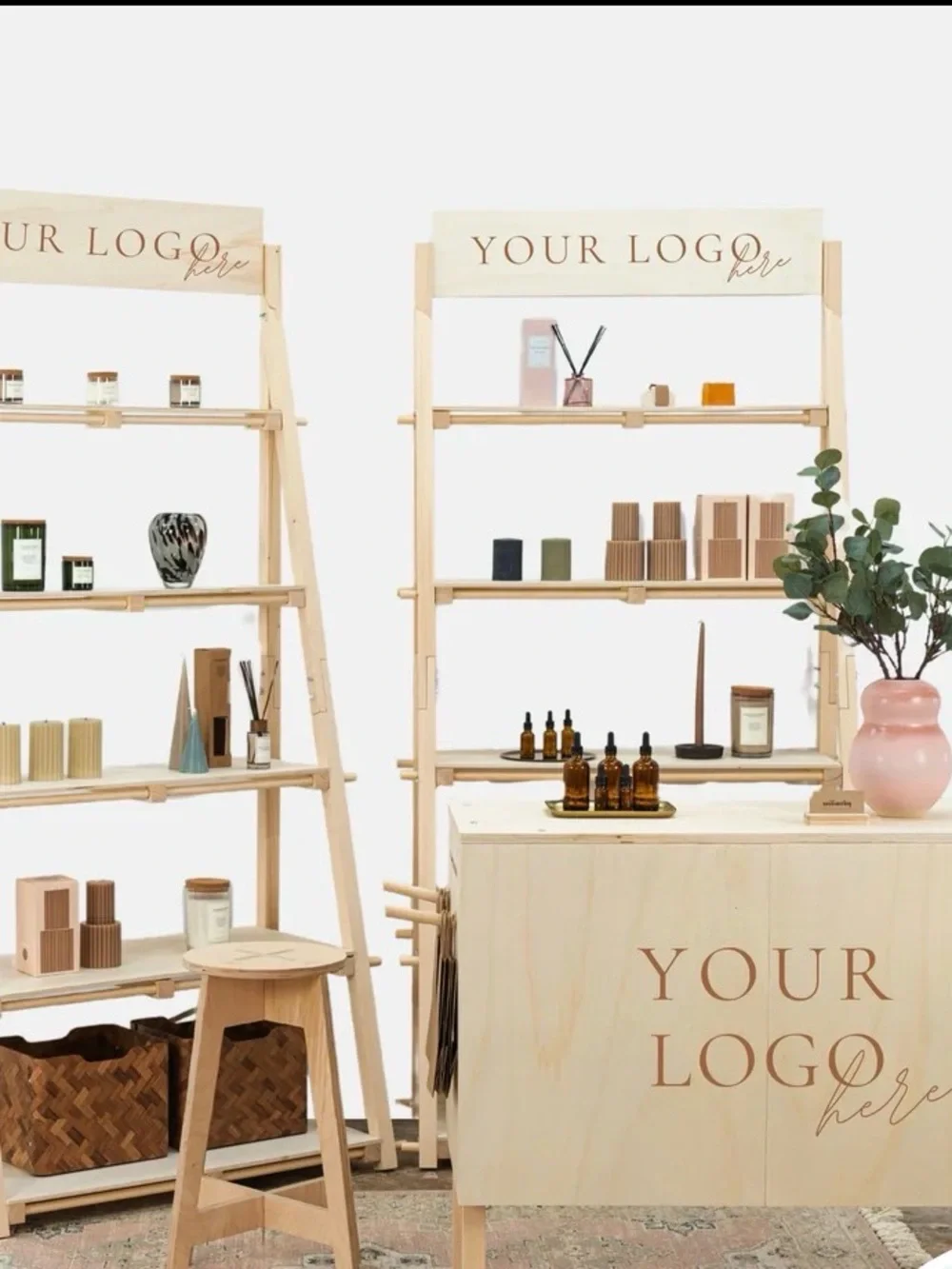 Vendor Display MILIMETRY Poland in Natural Light Wood Portable w CarryBags PopUp